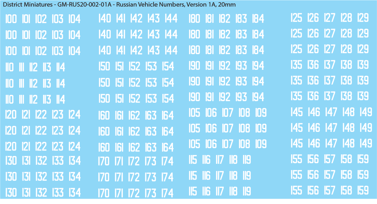 Russian Vehicle Numbers, 20mm
