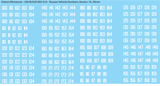 Russian Vehicle Numbers, 20mm