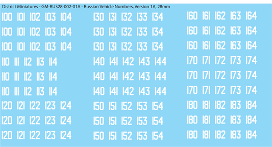 Russian Vehicle Numbers, 28mm