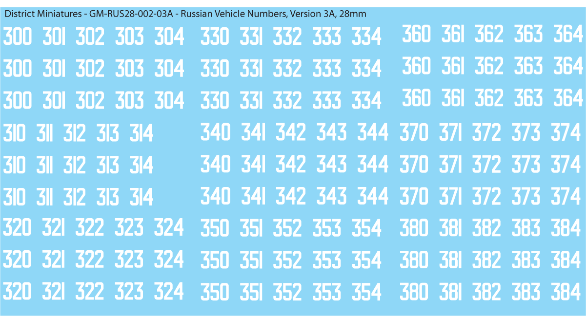 Russian Vehicle Numbers, 28mm