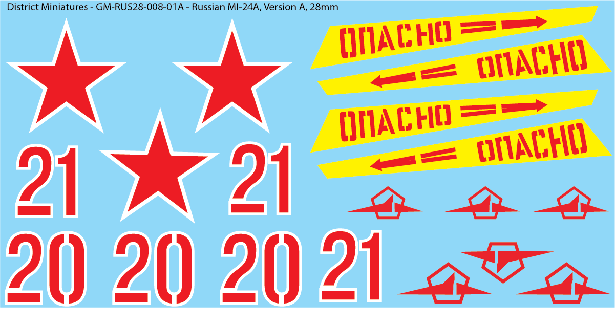 Russian MI-24A Decals, 28mm