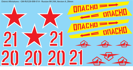Russian MI-24A Decals, 28mm
