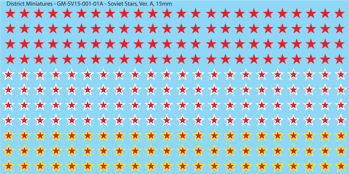 WWII Soviet Stars, 15mm Decals