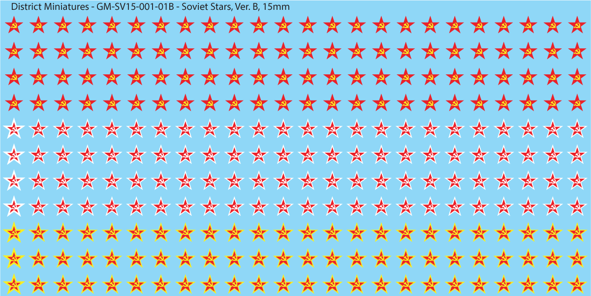 WWII Soviet Stars, 15mm Decals