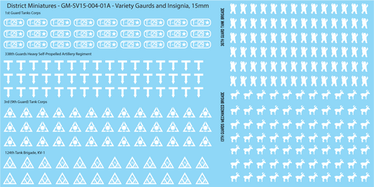 Soviet Variety of Guards Insignia, 15mm Decals