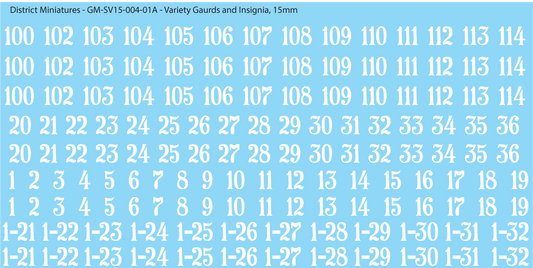 Soviet Vehicle Numbers, 15mm Decals