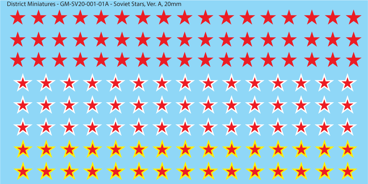 WWII Soviet Stars, 20mm Decals