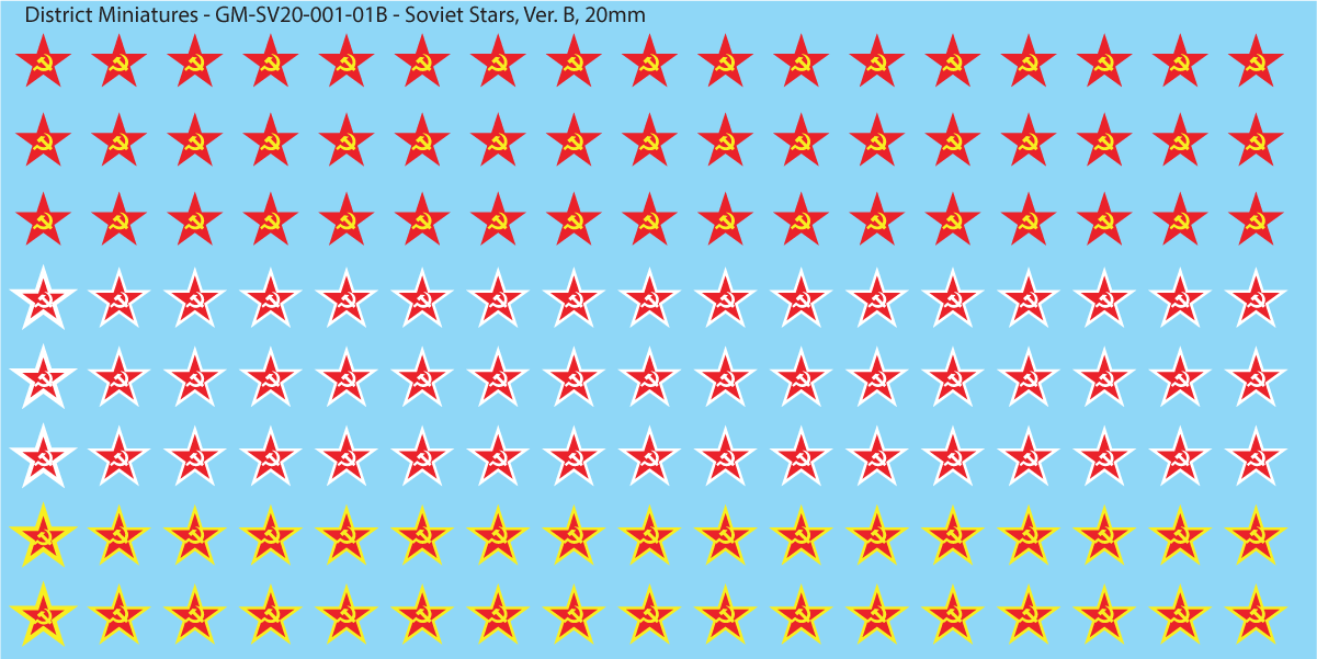 WWII Soviet Stars, 20mm Decals