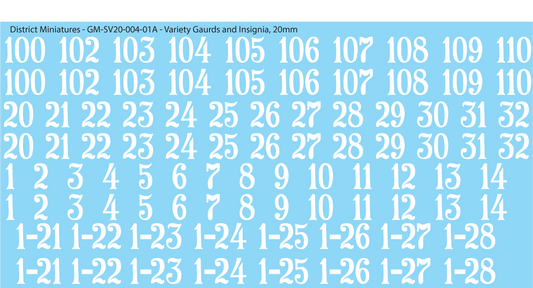Soviet Vehicle Numbers, 20mm Decals