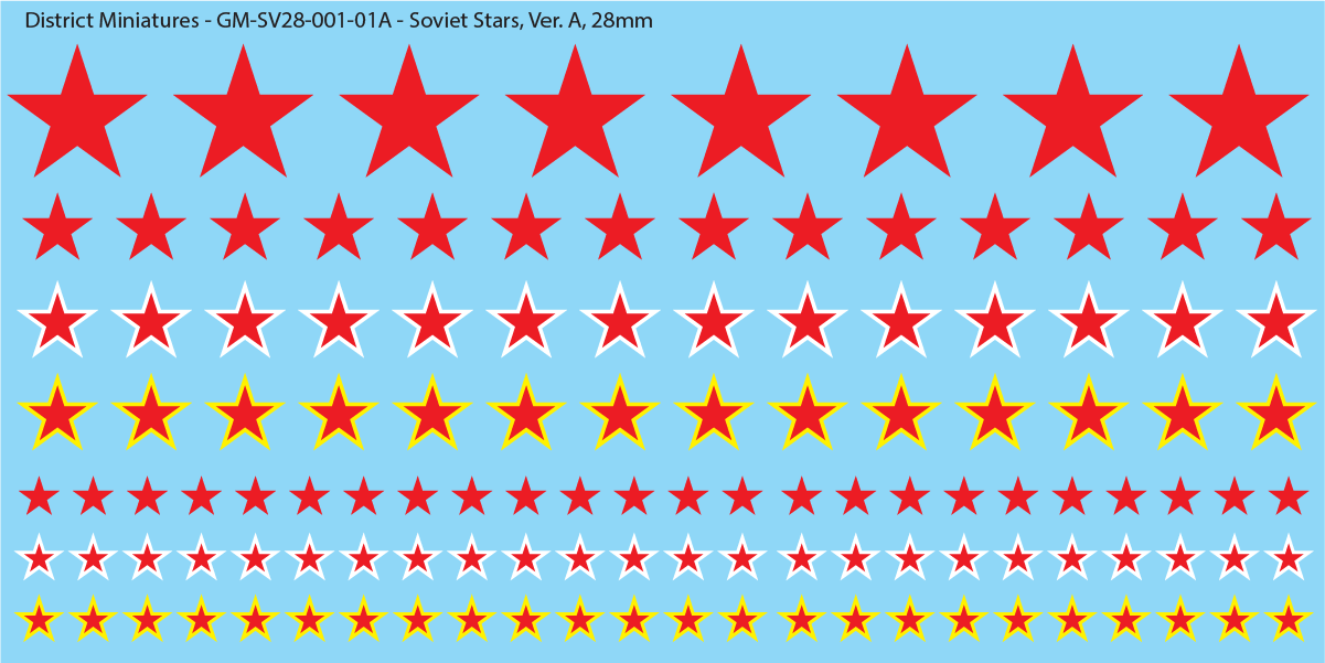 WWII Soviet Stars, 28mm Decals