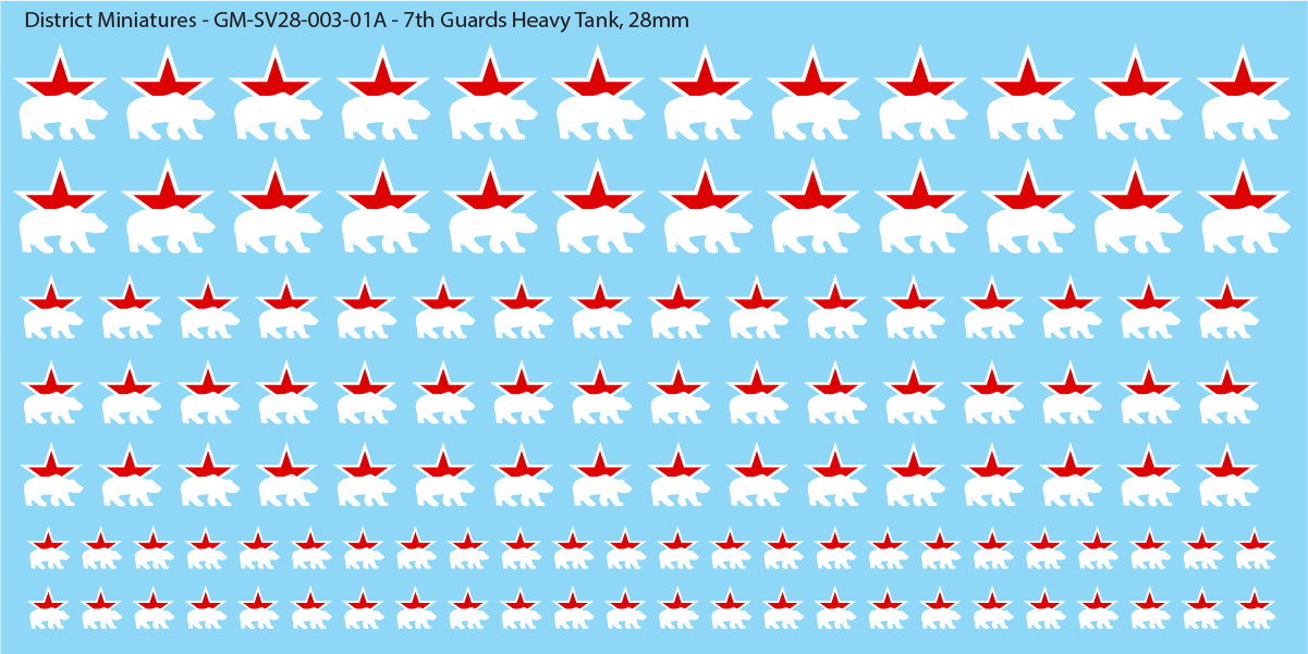 Soviet 7th Guards Heavy Tank Vehicle Insignia, 28mm Decals
