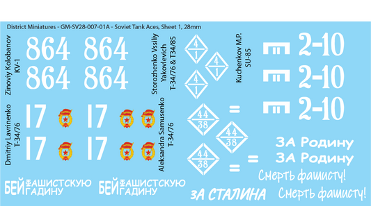 Soviet Tank Aces, 28mm Decals