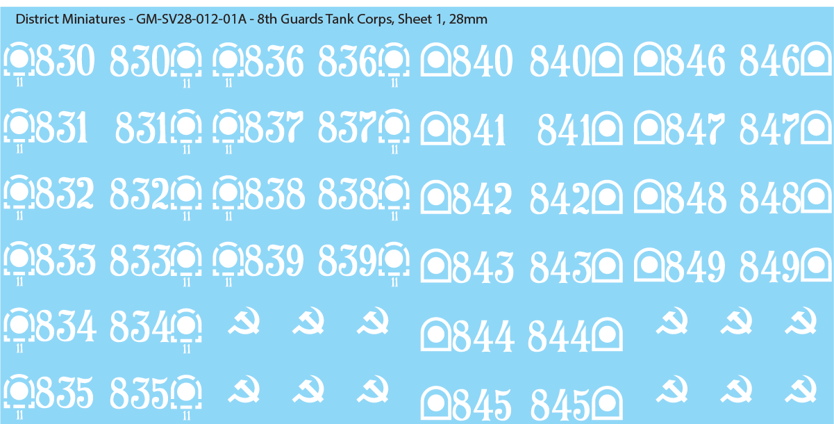 8th Guards Tank Corps (Multiple Options), 28mm Decals