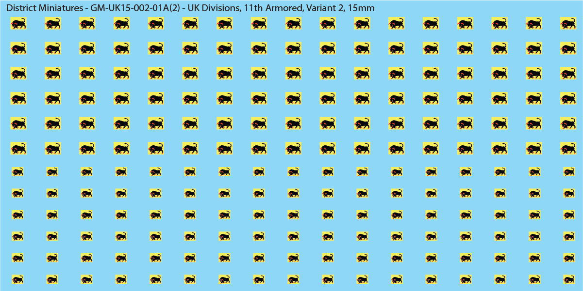 WW2 British - UK Armored Divisions, 15mm Decals