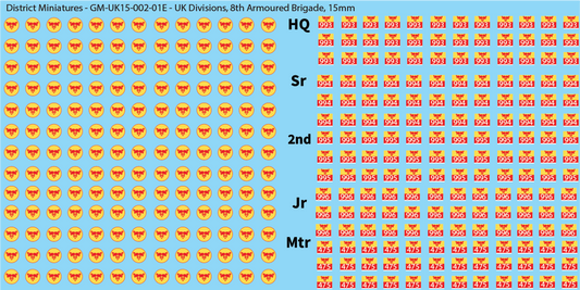 WW2 British - UK Infantry Divisions (Vehicles), 15mm Decals