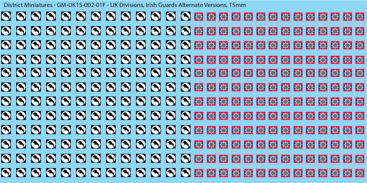 WW2 British - UK Armored Divisions, 15mm Decals