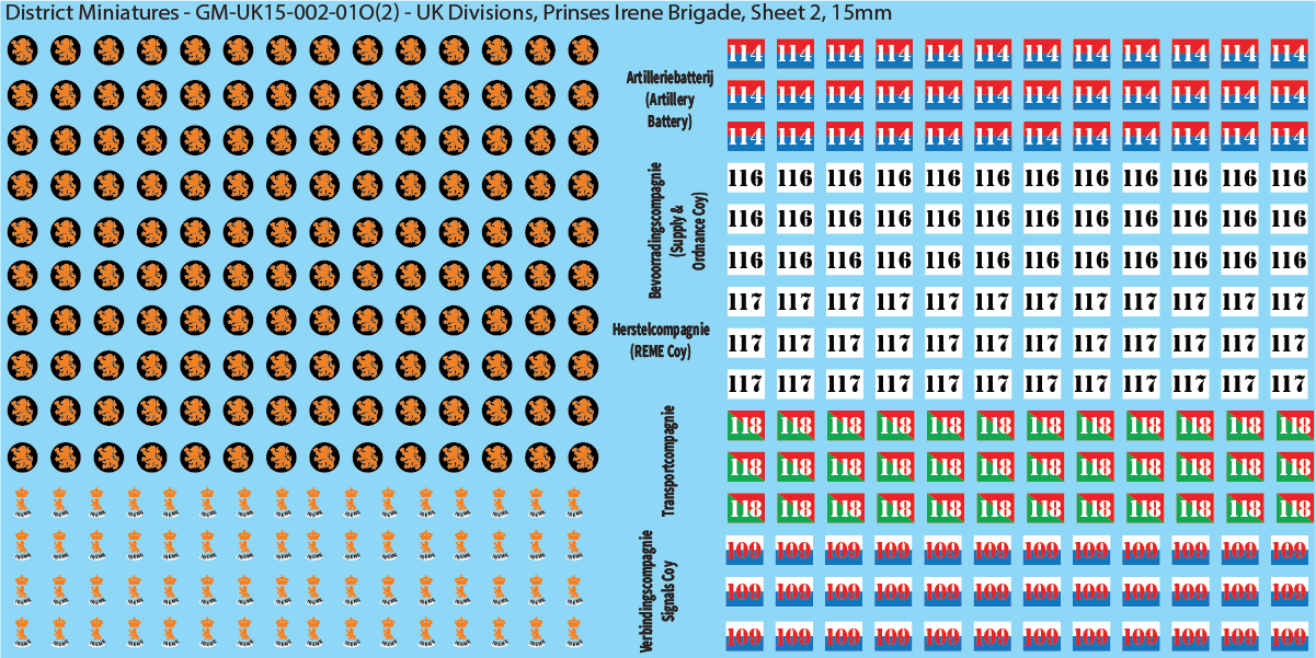 WW2 British - UK Infantry Divisions (Vehicles), 15mm Decals