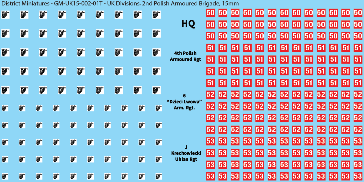 WW2 British - UK Armored Divisions, 15mm Decals