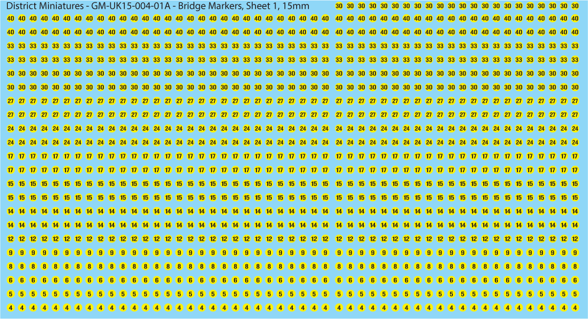 WW2 British - Bridge Weight Markers, 15mm Decals