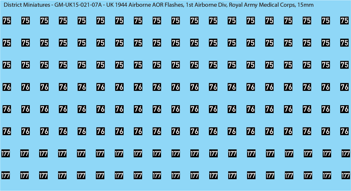 WW2 British - UK 1944 Airborne AOR Flashes, 1st and 6th Airborne, 15mm Decals