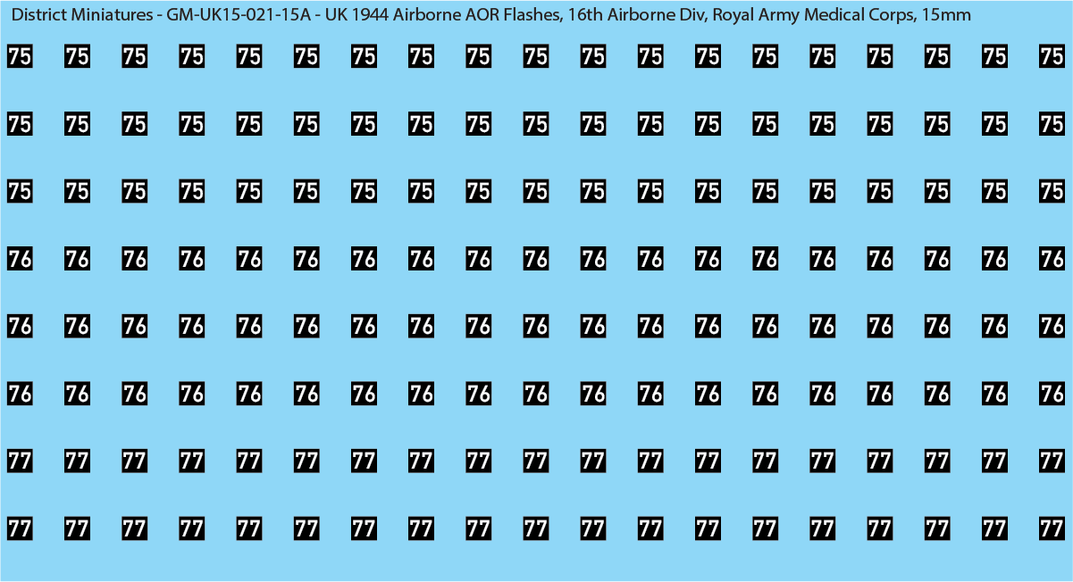 WW2 British - UK 1944 Airborne AOR Flashes, 1st and 6th Airborne, 15mm Decals