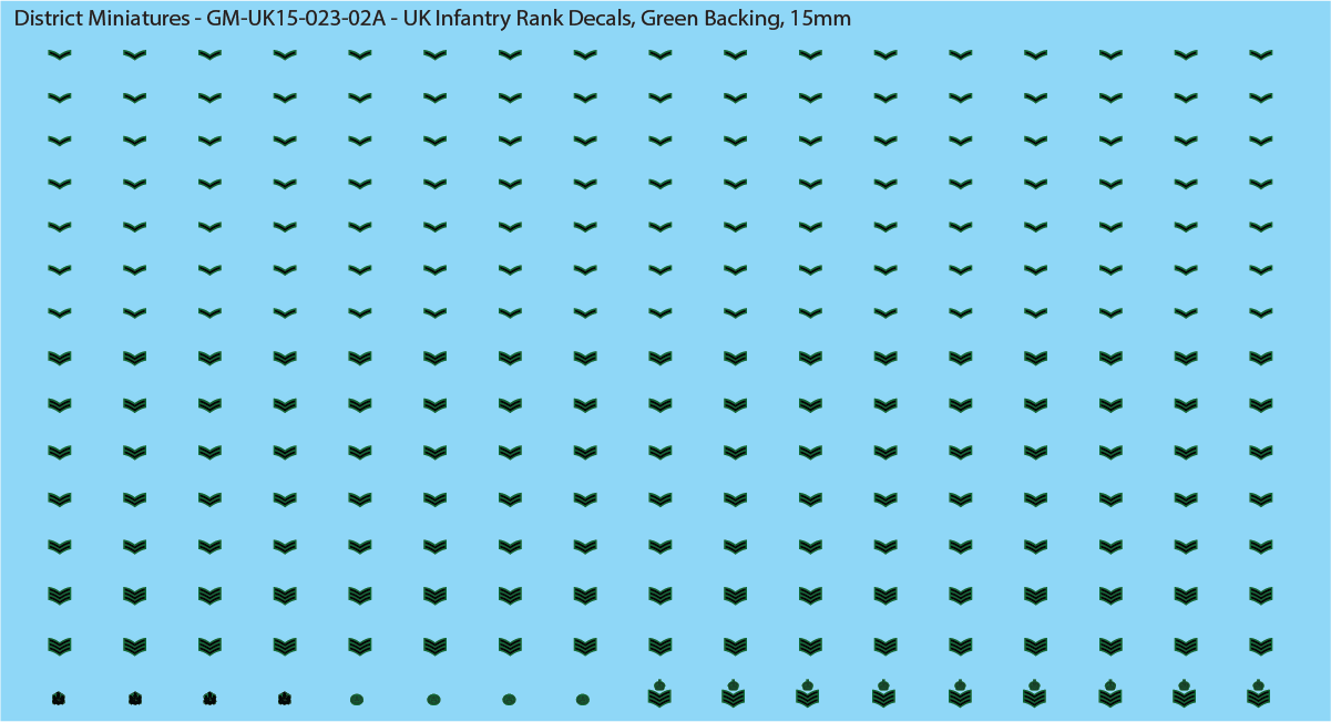 WW2 British - UK Infantry Rank Decals (Multiple Options), 15mm Decals
