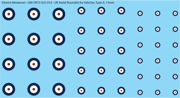 WW2 British - UK Aerial Roundels (Multiple Options), 15mm Decals