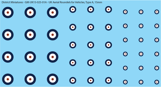 WW2 British - UK Aerial Roundels (Multiple Options), 15mm Decals