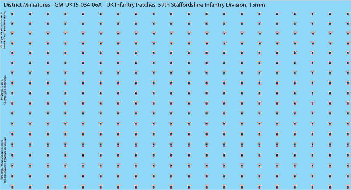 WW2 British - UK Infantry Patches (Multiple Options), 15mm Decals