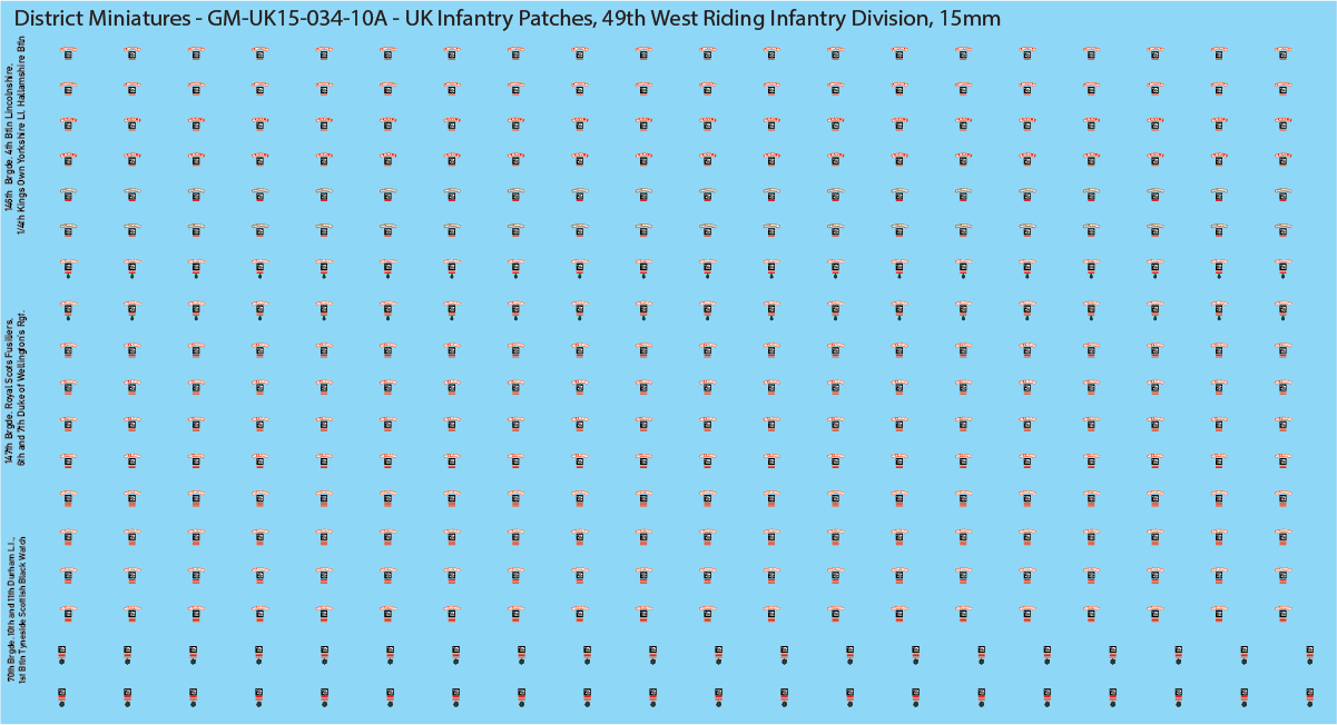 WW2 British - UK Infantry Patches (Multiple Options), 15mm Decals