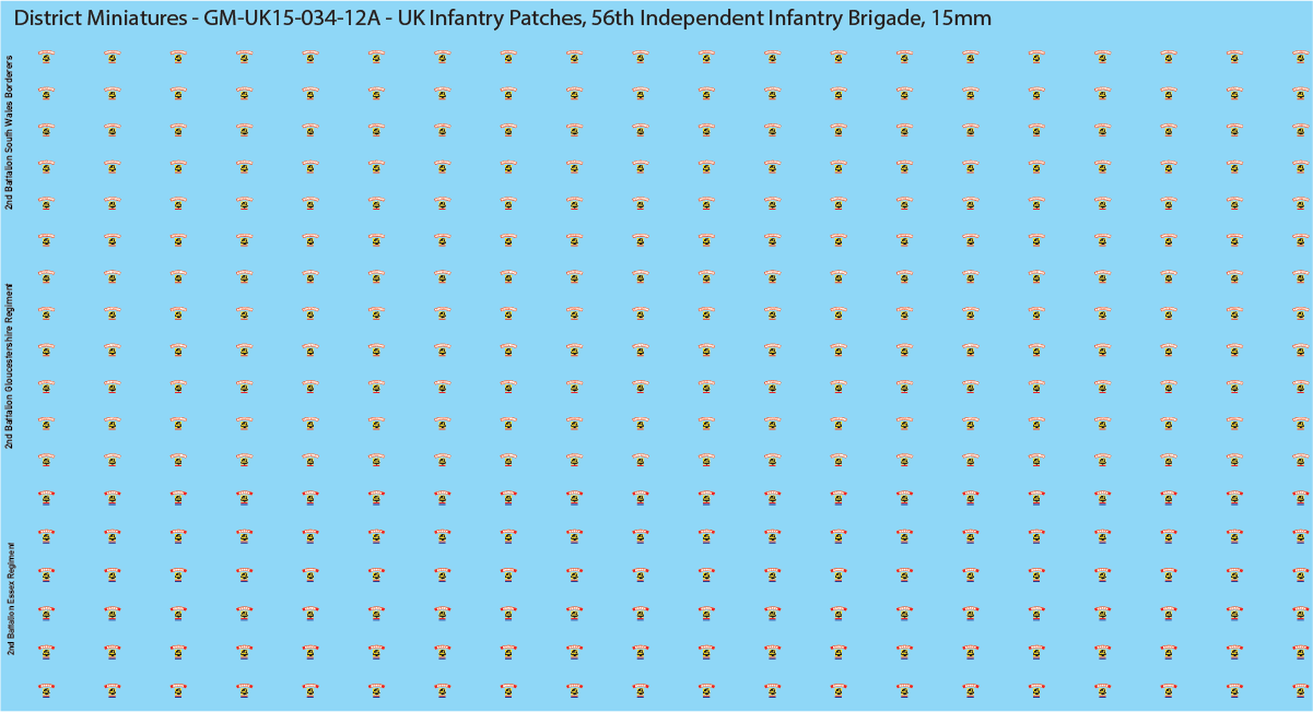 WW2 British - UK Infantry Patches (Multiple Options), 15mm Decals