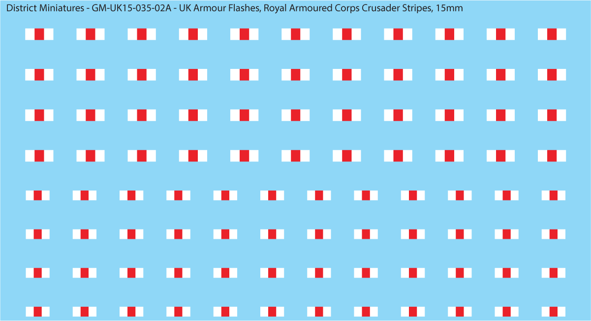 WW2 British - UK Royal Armoured Corps Flashes (Multiple Options), 15mm Decals