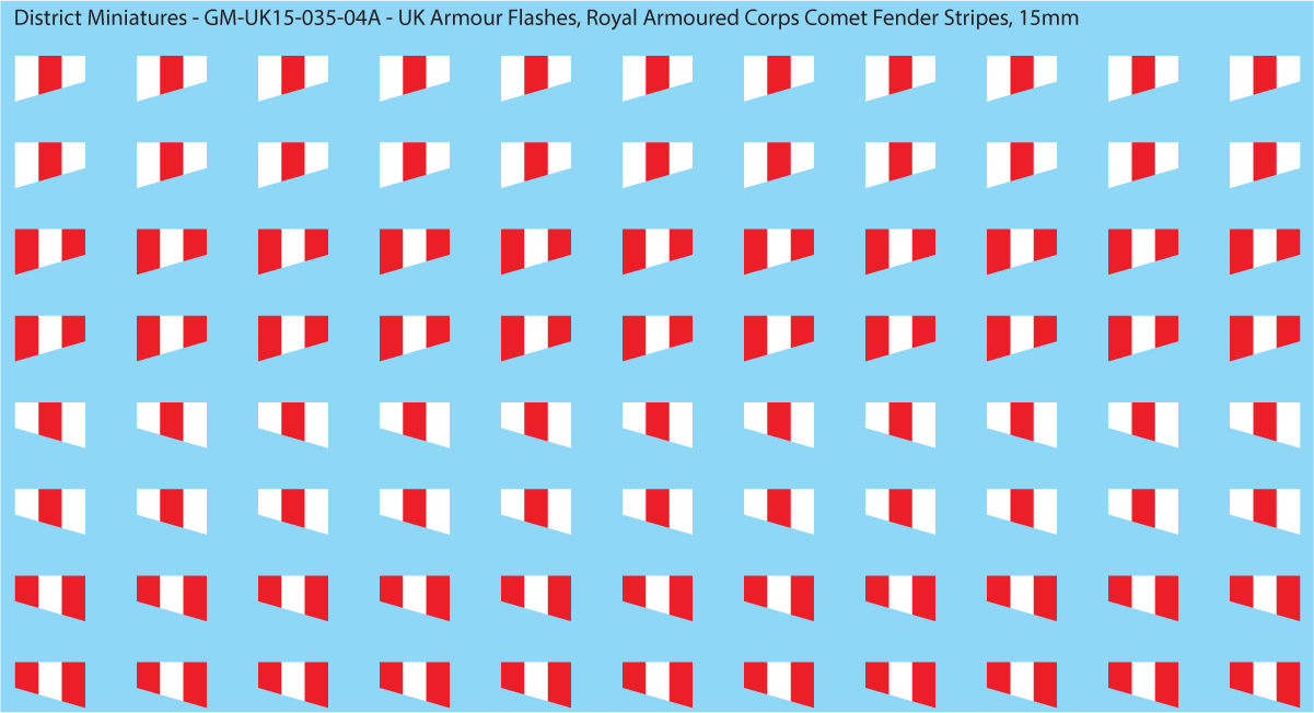 WW2 British - UK Royal Armoured Corps Flashes (Multiple Options), 15mm Decals