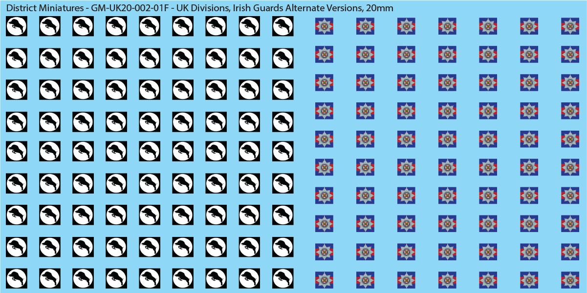 WW2 British - UK Armored Divisions, 20mm Decals