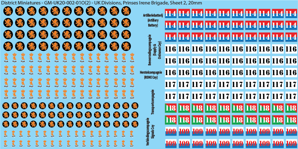 WW2 British - UK Infantry Divisions (Vehicles), 20mm Decals