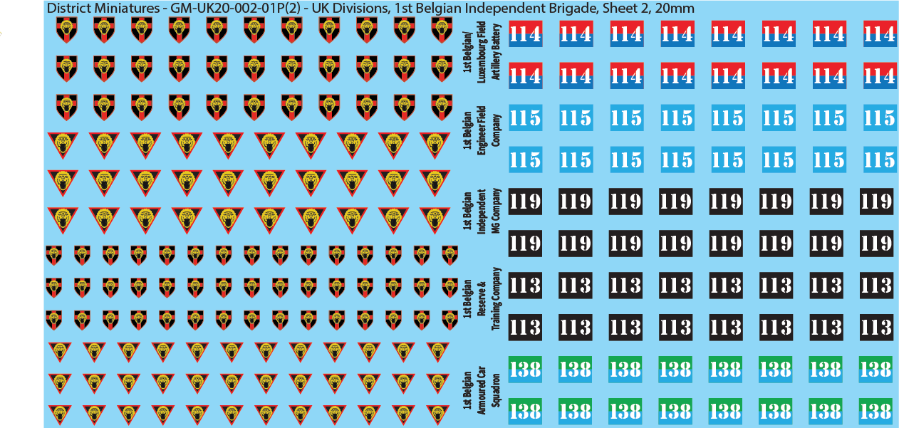 WW2 British - UK Infantry Divisions (Vehicles), 20mm Decals