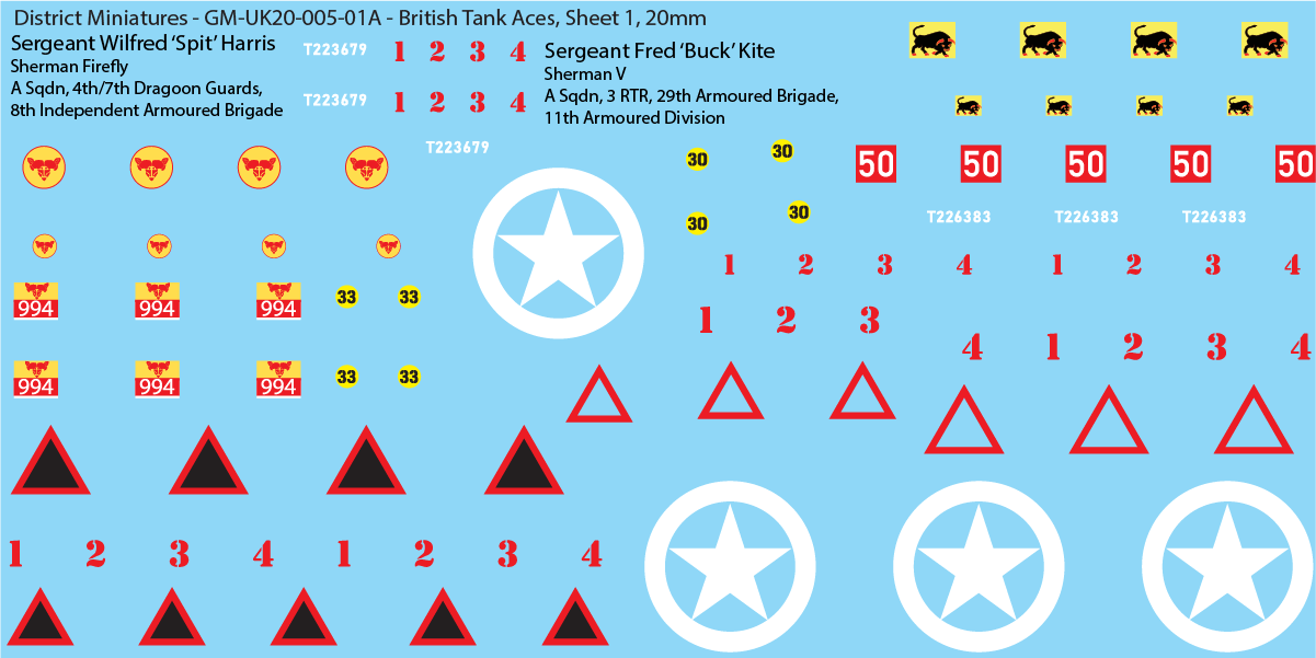 WW2 British - British Tank Aces, 20mm Decals