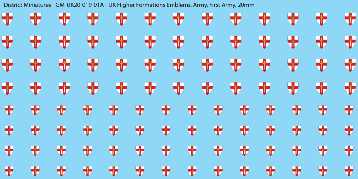 WW2 British - UK Higher Formations Emblems, 20mm Decals