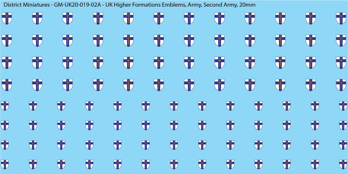 WW2 British - UK Higher Formations Emblems, 20mm Decals