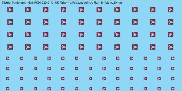 WW2 British - UK Airborne, Pegasus Vehicle Flash Emblem, 20mm Decals