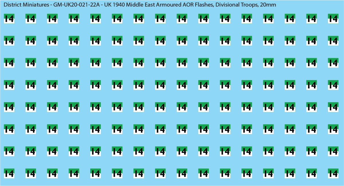 WW2 British - UK 1940 Middle East Armor AOR Flashes (Multiple Options), 20mm Decals