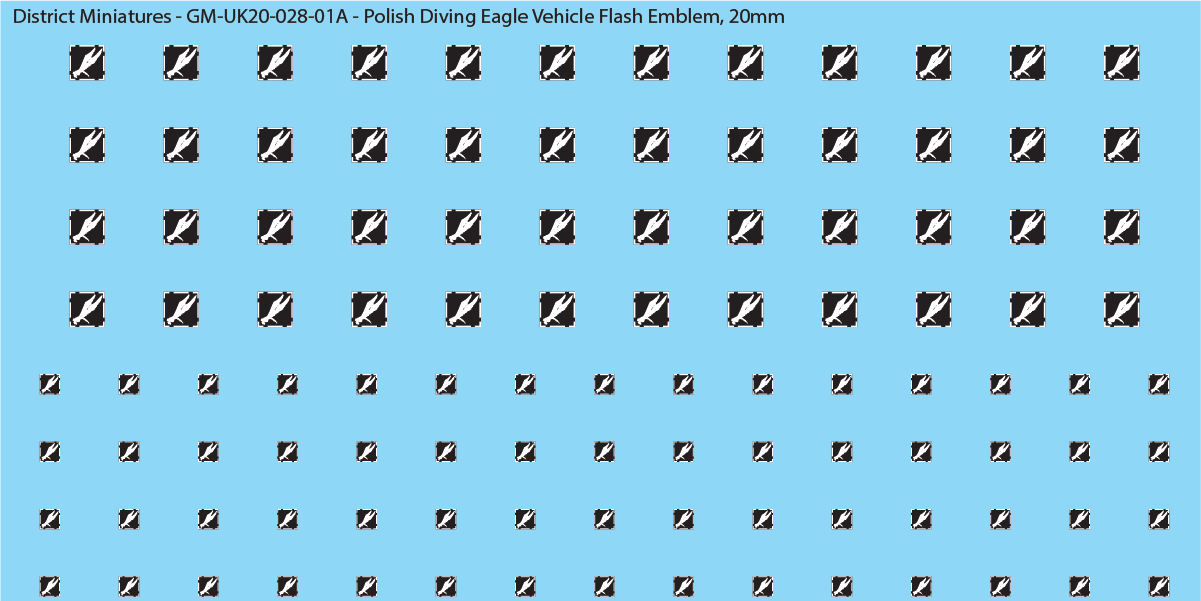 WW2 British - Polish Airborne Diving Eagle Vehicle Flash Emblem (Multiple Options), 20mm Decals
