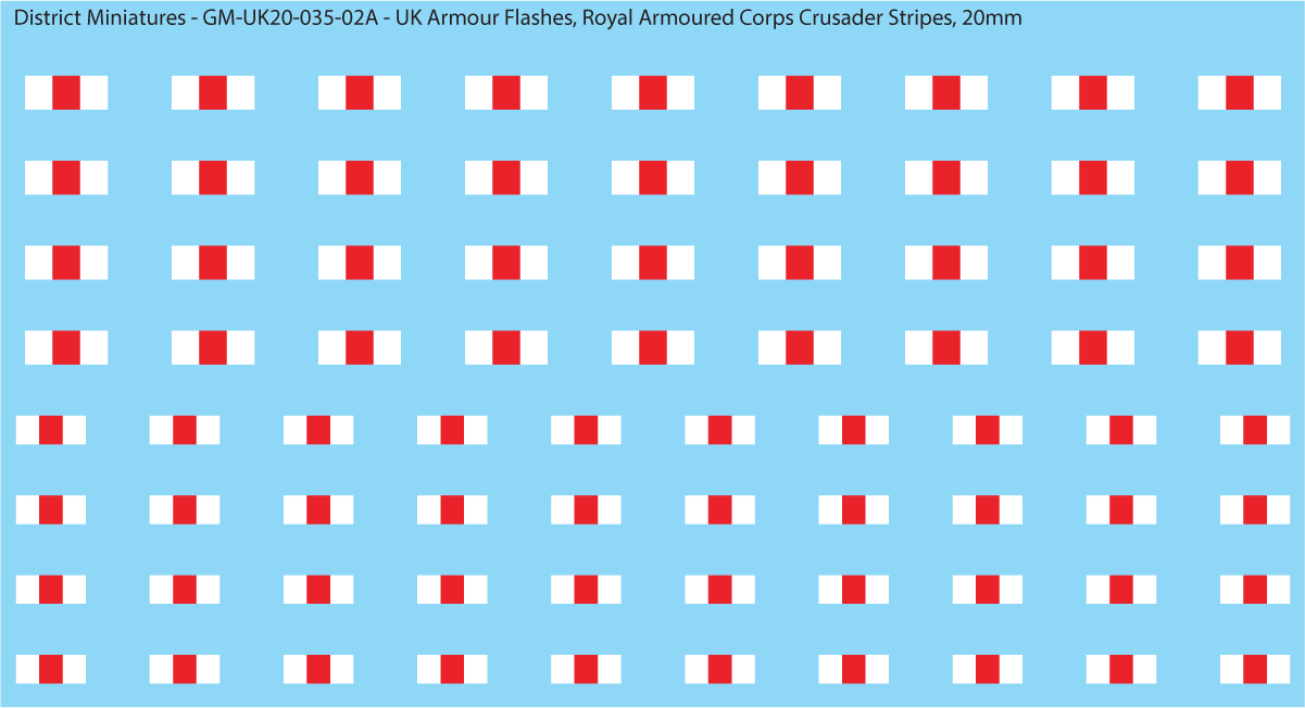 WW2 British - UK Royal Armoured Corps Flashes (Multiple Options), 20mm Decals