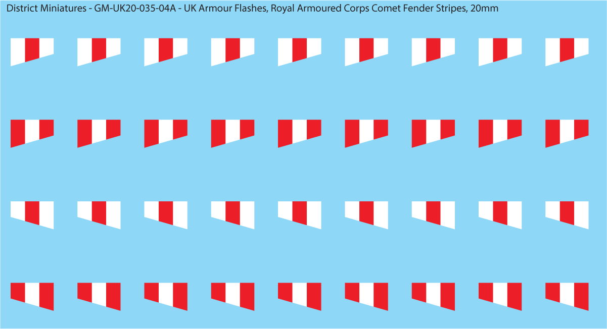 WW2 British - UK Royal Armoured Corps Flashes (Multiple Options), 20mm Decals