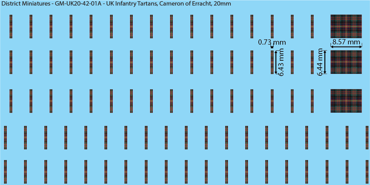 WW2 British - UK Infantry Tartan Decals, 20mm Decals
