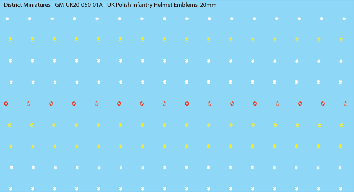 WW2 British - UK Polish Infantry Helmet Emblems, 20mm Decals