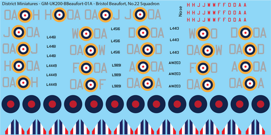 Bristol Beaufort, No.22 Squadron, 1/200 Decals