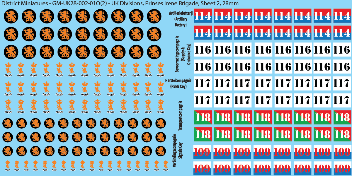 WW2 British - UK Infantry Divisions (Vehicles), 28mm Decals