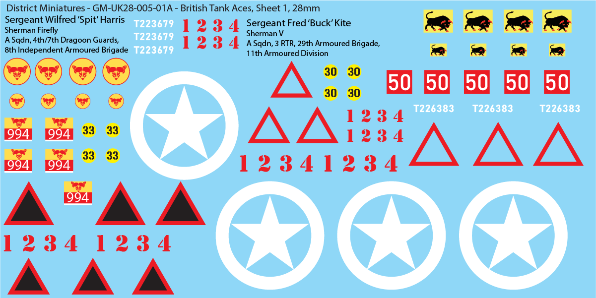 WW2 British - British Tank Aces, 28mm Decals