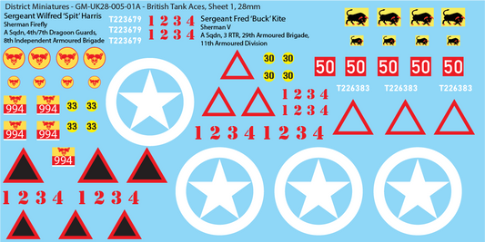WW2 British - British Tank Aces, 28mm Decals
